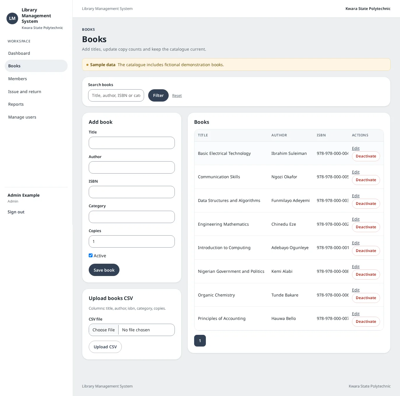 Library Management System: Books