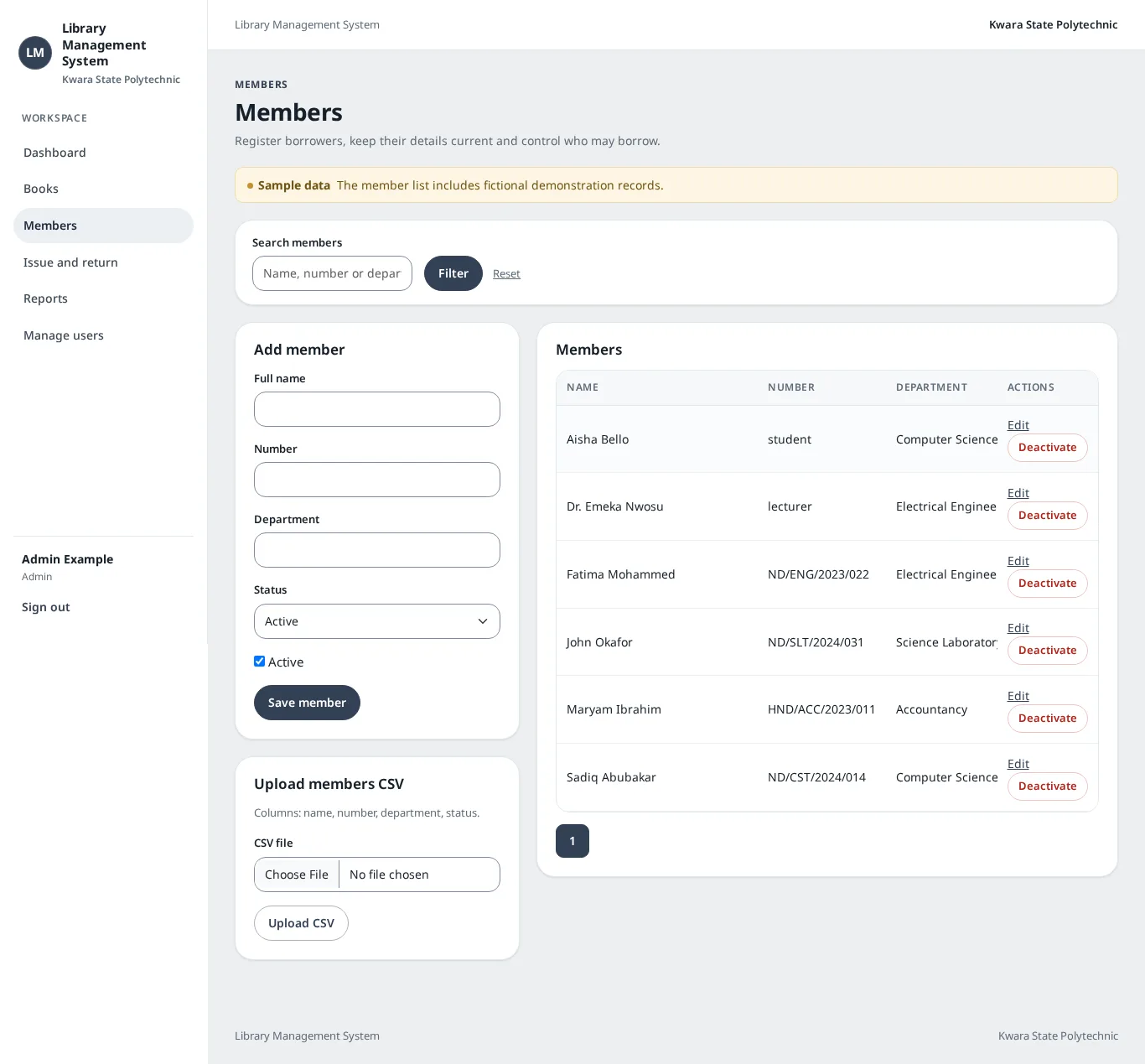 Library Management System: Members