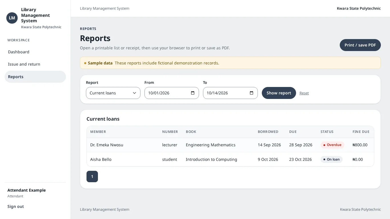 Library Management System: Reports