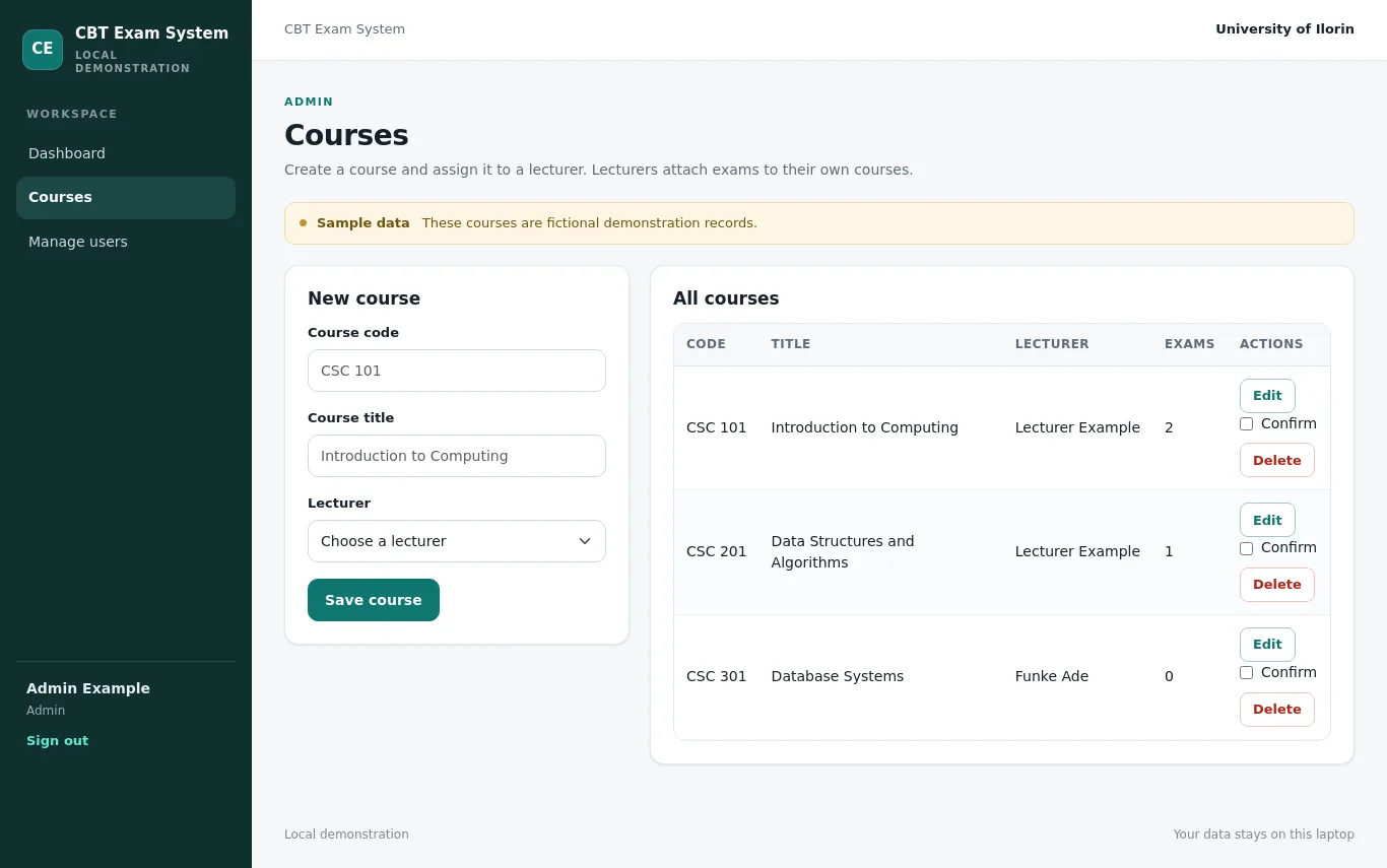 Online Examination (CBT) System: Courses
